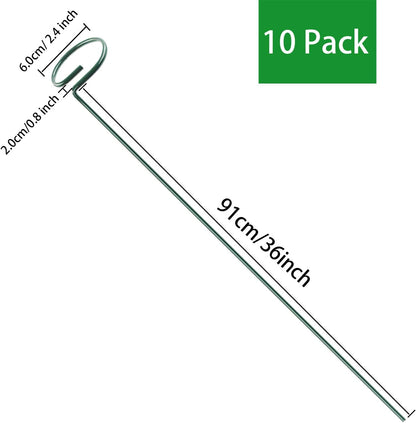 HiGift 17 inch Plant Support Stakes, 4mm Thick Garden Single Stem Flower Support Stake Amaryllis Plant Cage Support Rings with 10 pcs Plant Clips for Tomato Orchid Lily Peony Rose Flower Stem-5 Pack