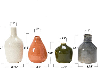 Creative Co-Op Blue & Ivory Terracotta Vases (Set of 4 Sizes)