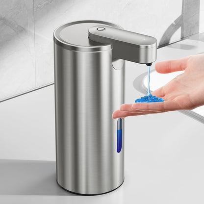 Fantictas Automatic Foaming Soap Dispenser Touchless, Stainless Steel 11.5 oz 3 Levels Adjustable Hand Soap Dispenser with Rechargeable Sensor Pump for Kitchen & Bathroom Liquid Soap
