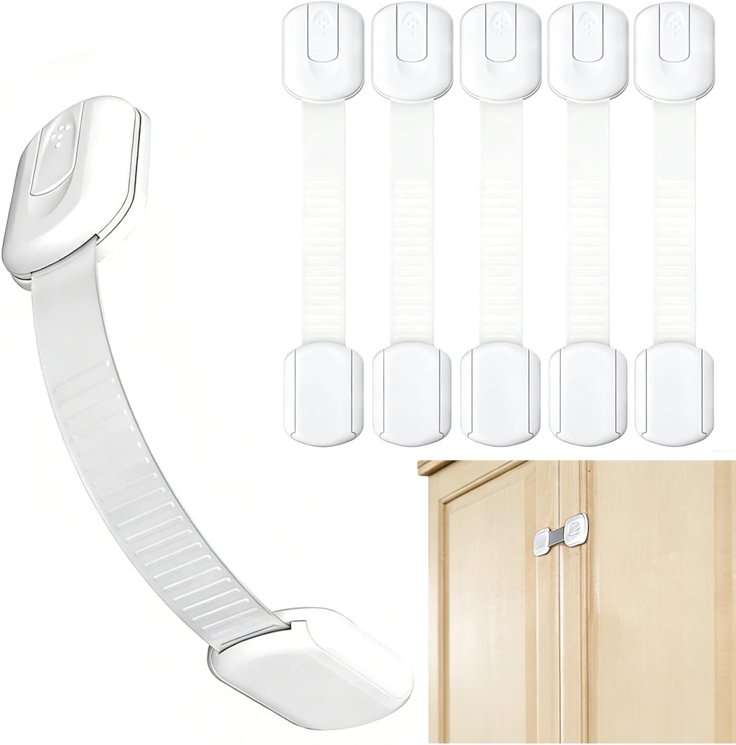 Cabinet Locks (6 Pack) Self Adhesive Drawer Latches for Home Furniture, Fridge & Cabinets, No Drilling Required