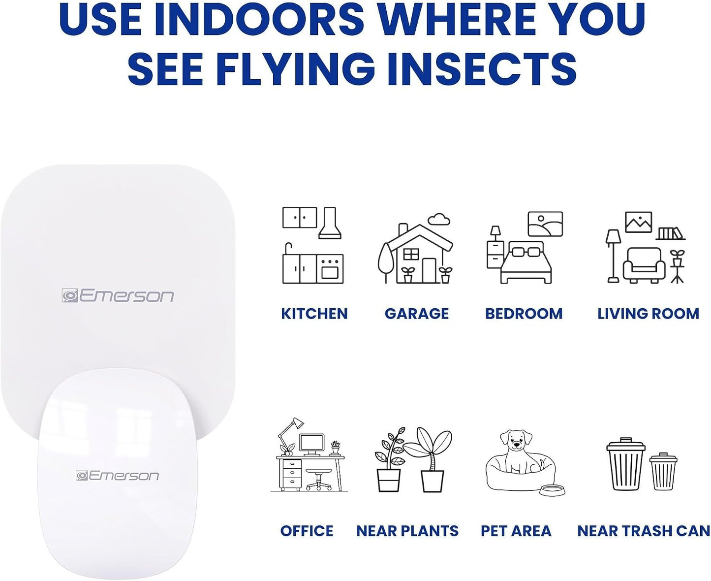 Emerson ITL7103 Plug-in Flying Bug Catcher with UV Light and LED Décor – Indoor Fly, Fruit Fly, Gnat & Moth Catcher, Silent, 24/7 Coverage, Mess-Free, use in Any Room, Includes 3 Glue Cards