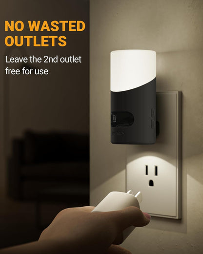 Lyridz LED Night Lights Plug into Wall with Motion Sensor, 1-150LM Dimmable Plug-in Nightlight Indoor for Bedroom, Bathroom, Hallway, Stairs, Pet House, Toilet, 2 Pack