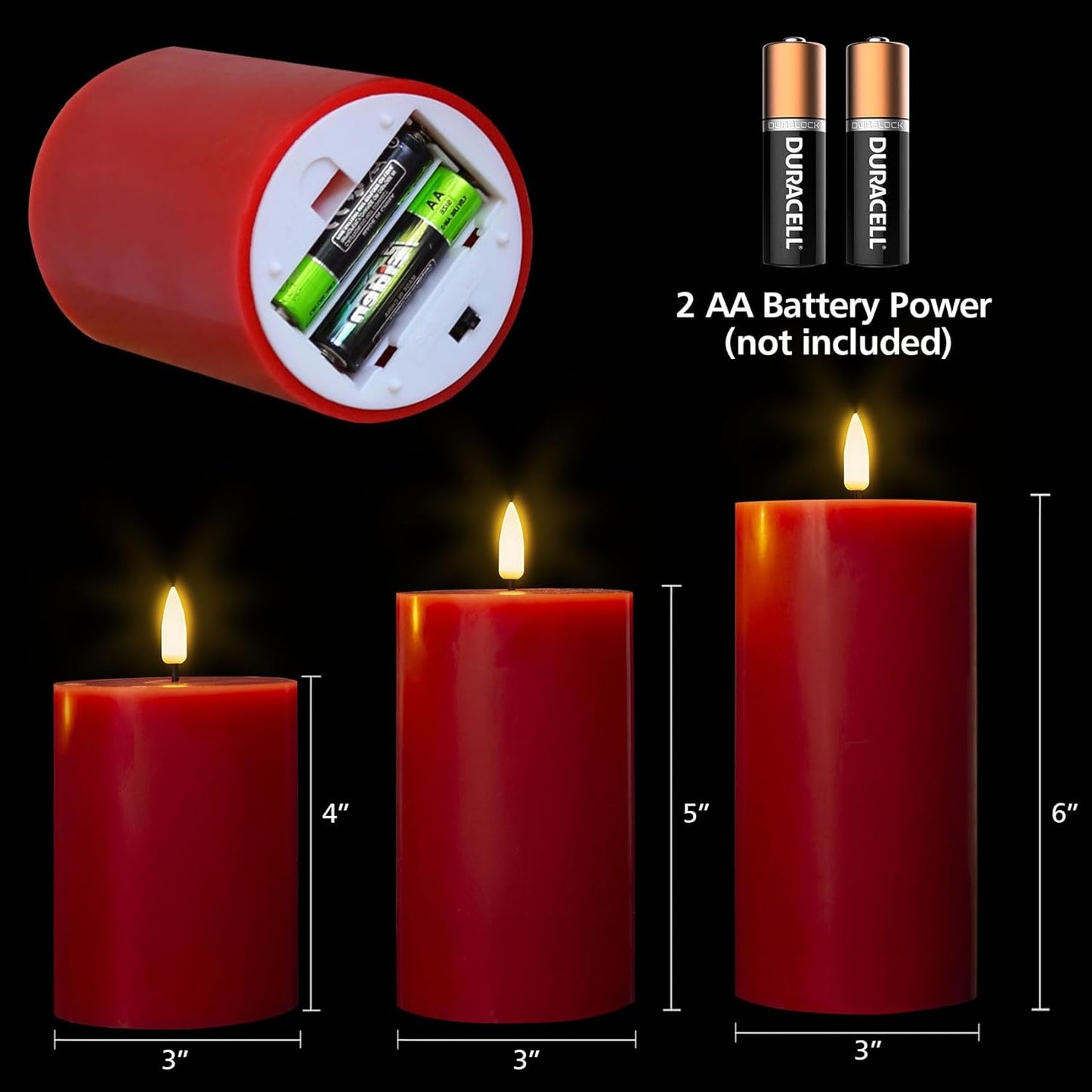 Eywamage White Real Wax Flameless Pillar Candles with Remote, Flickering Flat Top LED Battery Candles Set of 3