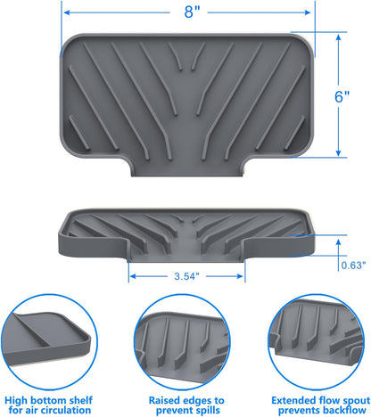 Sponge Holder for Kitchen Sink, Dish Sponge Holder & Soap Tray with Drain, Bathroom Sink Sponge Drying Rack & Perfect Organizer for Dispenser,Bottle,Cup on Sinks or Counter(8"x 4"Gray)