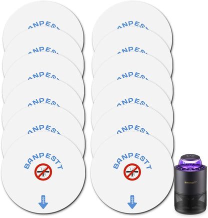 BANPESTT Automatic Insect Trap: Dusk-to-Dawn Sensor & Powerful Suction Quiet, Non-Zapper for Fruit Flies, Gnats, Mosquitoes | Includes 6 Glue Boards & UV Light (Black)