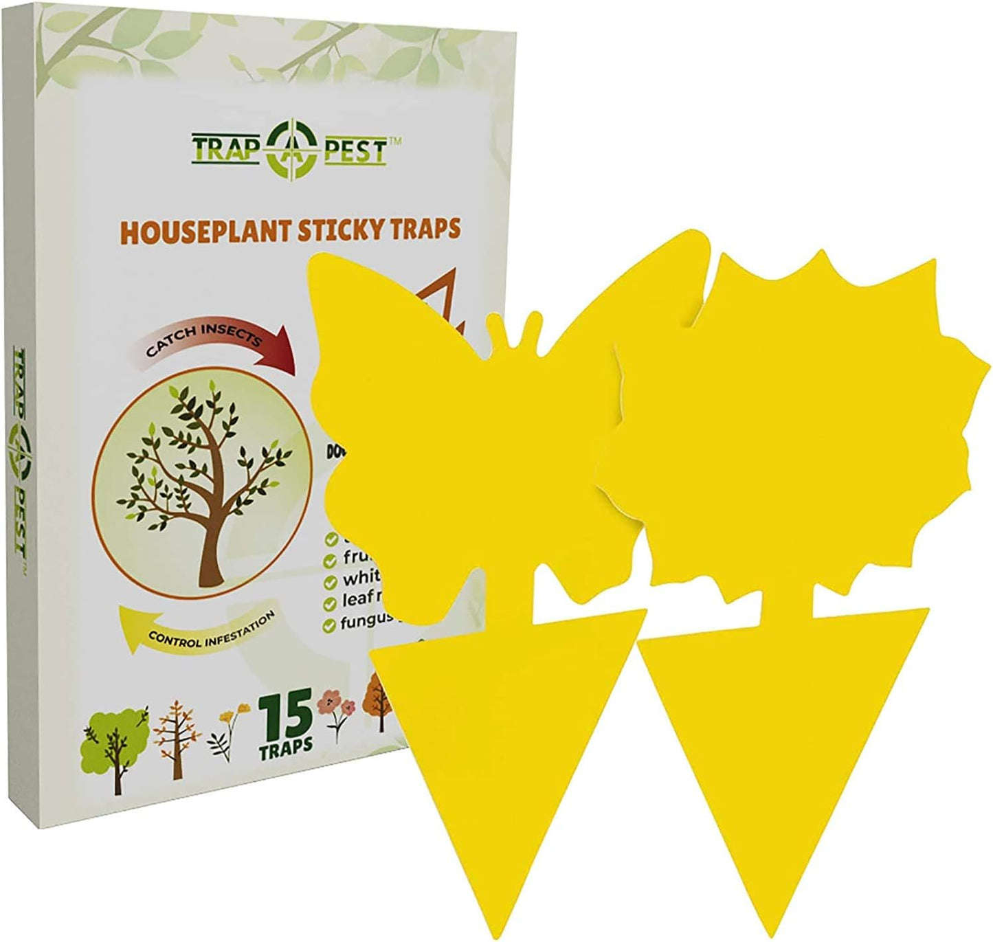 15 pcs Gnat Traps for House Indoor, Fungus Gnat Sticky Traps for Plants, Sticky Traps for Gnats - Plant Sticky Traps for Bugs, Sticky Fly Traps for Plants Trap Fungus Gnat, Fruit Fly and Other Insects