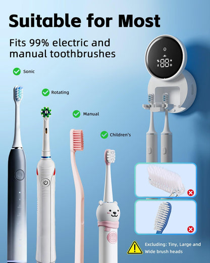 UV Toothbrush Sanitizer and Holder, WONICO Smart Tooth Brush Holders for Bathroom, Toothbrush Wall-Mounted Cleaner Organizer with Auto-Inductive Cover Fits Electric, Manual Toothbrushes for Home