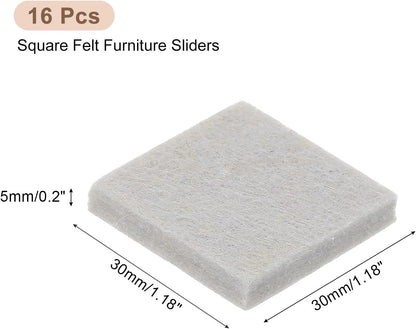 uxcell Furniture Pads, 16Pcs 2.5" - Square Self Adhesive Felt Furniture Pads, Floor Protectors for Furniture Feet Chairs Legs Hardwood Floors (Brown)