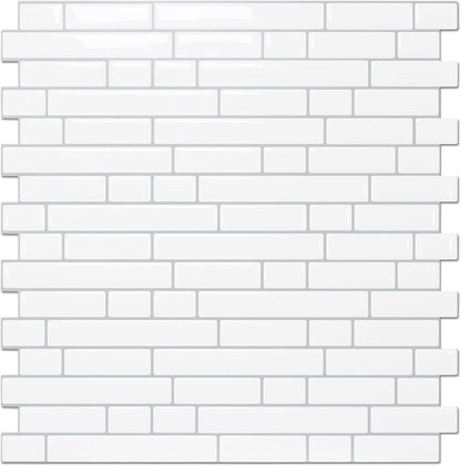 STICKGOO Thicker Design Peel and Stick, Self Adhesive Stick On Tile Backsplash for Kitchen and Bathroom, Beige & White, 12”×12”, 10 Sheets
