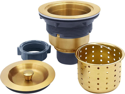 3-1/2-Inch Kitchen Sink Drain Strainer Assembly Kit, GZILA Deep Waste Basket Strainer with Sealing Lid Sink Stopper, 304 Stainless Steel Brushed Nickel