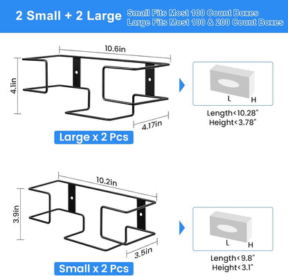 THYGIFTREE Glove Box Holder Wall Mount, Metal Dispenser Rack for Standard 100 Count Disposable Nitrile, Latex & Vinyl Glove Boxes, for Kitchen, Bathroom, Garage, White