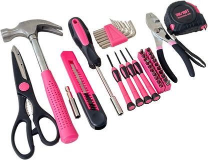 Hantinstom 39-Piece Household Tools Kit Essential Home Repair Set with Plastic Toolbox Ideal for College Students, Home Use & More