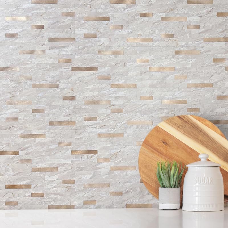 DICOFUN 10-Sheet Peel and Stick Backsplash Wall Tile, PVC Kitchen Backsplash Peel and Stick in Sandstone, 9.4 sq.ft