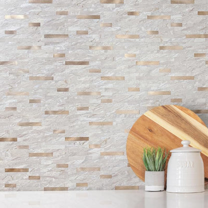 DICOFUN 10-Sheet Peel and Stick Backsplash Wall Tile, PVC Kitchen Backsplash Peel and Stick in Sandstone, 9.4 sq.ft