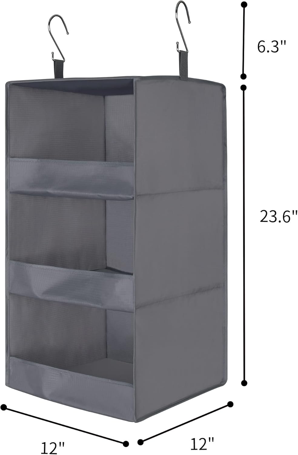 GRANNY SAYS 3-Shelf Hanging Closet Organizer and Storage, Collapsible Hanging Closet Shelves, Hanging Organizer for Closet & RV, Gray, 29 ½" H X 12" W X 12" D, 1-Pack