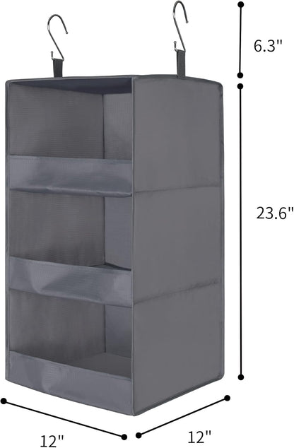 GRANNY SAYS 3-Shelf Hanging Closet Organizer and Storage, Collapsible Hanging Closet Shelves, Hanging Organizer for Closet & RV, Gray, 29 ½" H X 12" W X 12" D, 1-Pack