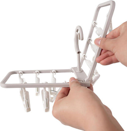Foshine Clothes Drying Racks 2 Pack Small Folding Portable Underwear Hangers with 12 Clips 360° Rotatable Hook for Socks Drying Towels Bras Baby Clothes Gloves Plast 3 pcs Traceless Hook.