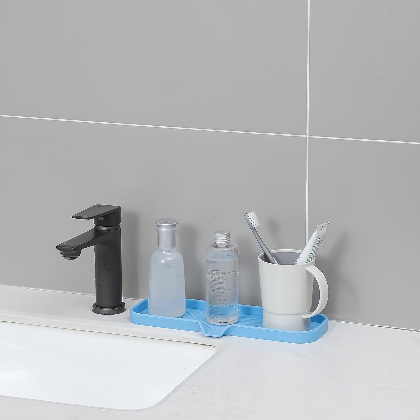 MicoYang Silicone Bathroom Soap Dishes with Drain Spout-Bathroom and Kitchen Sink Organizer,Sponge Holder,Dish Soap Tray,Perfect for Dispenser,Scrubber,Bottle,Cup on Sink or Counter-Coffee 4.9"×3.2"