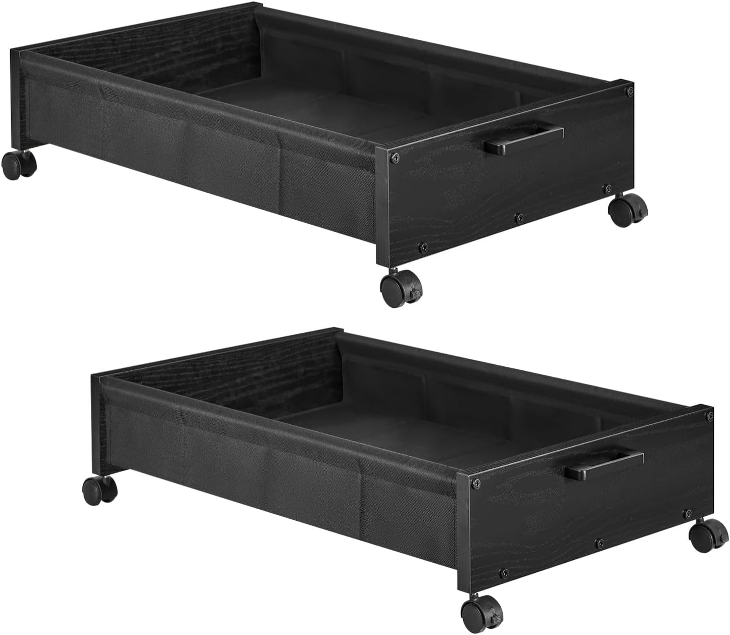 FOUCSSOMEI Under Bed Storage with Wheels, Wooden Under Bed Drawers On Wheels, Rolling Under Bed Shoe Storage, Space Saving, Rustic Brown,30L