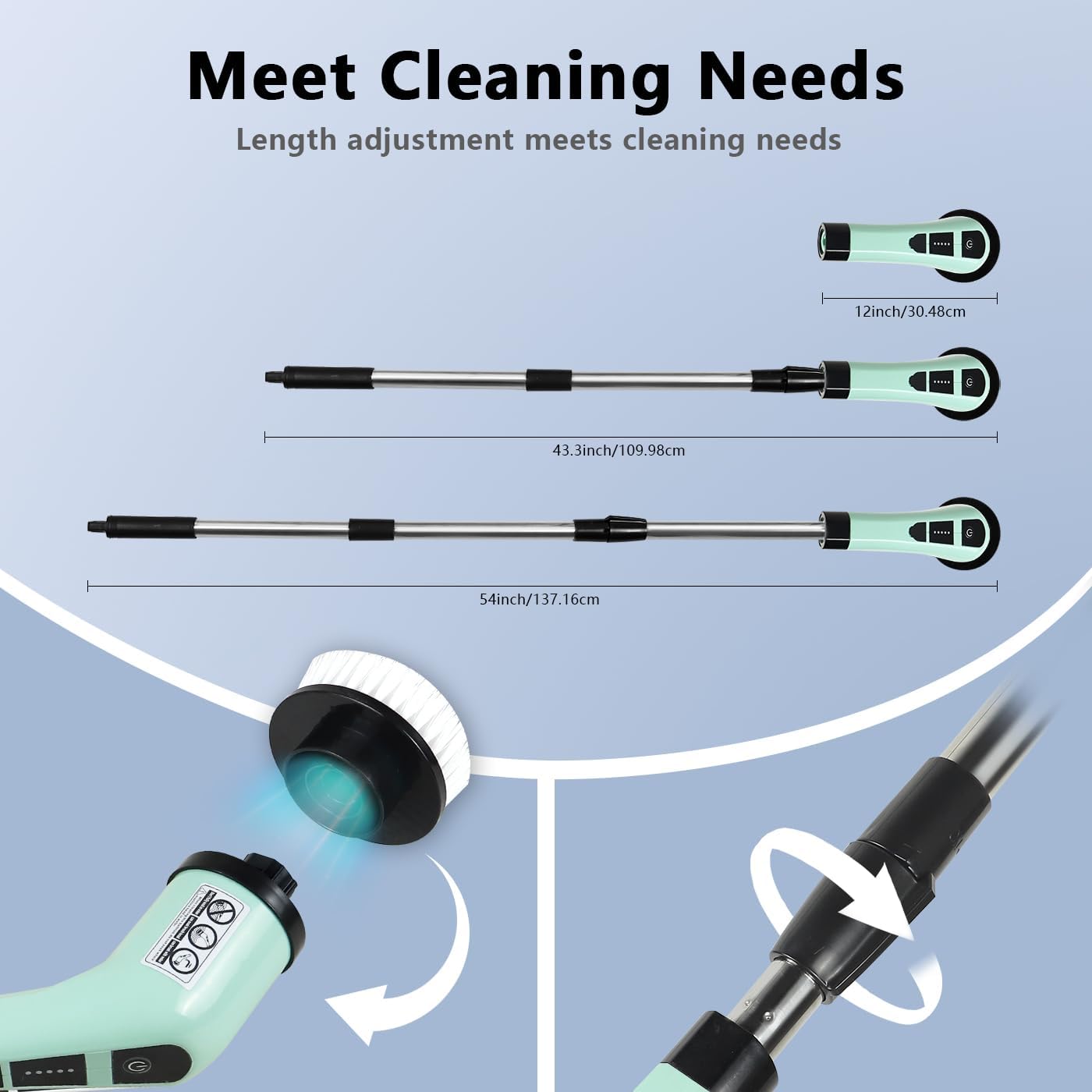 Electric Spin Scrubber,Cordless Cleaning Brush Spin Scrubber,Power Scrubber 2 Adjustable Speeds,7 Replaceable Brush Heads (Green)