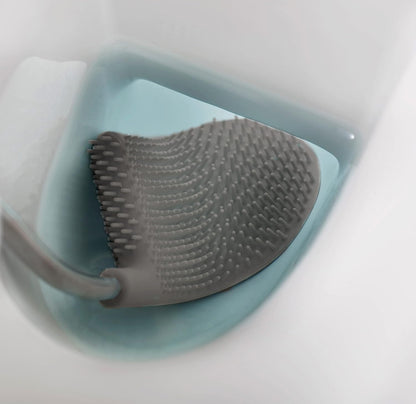 Joseph Joseph Flex Lite Silicone Toilet Brush with Slimline Holder Set, Flexible Head, drip, Anti-Clog deep Clean - Gray/White