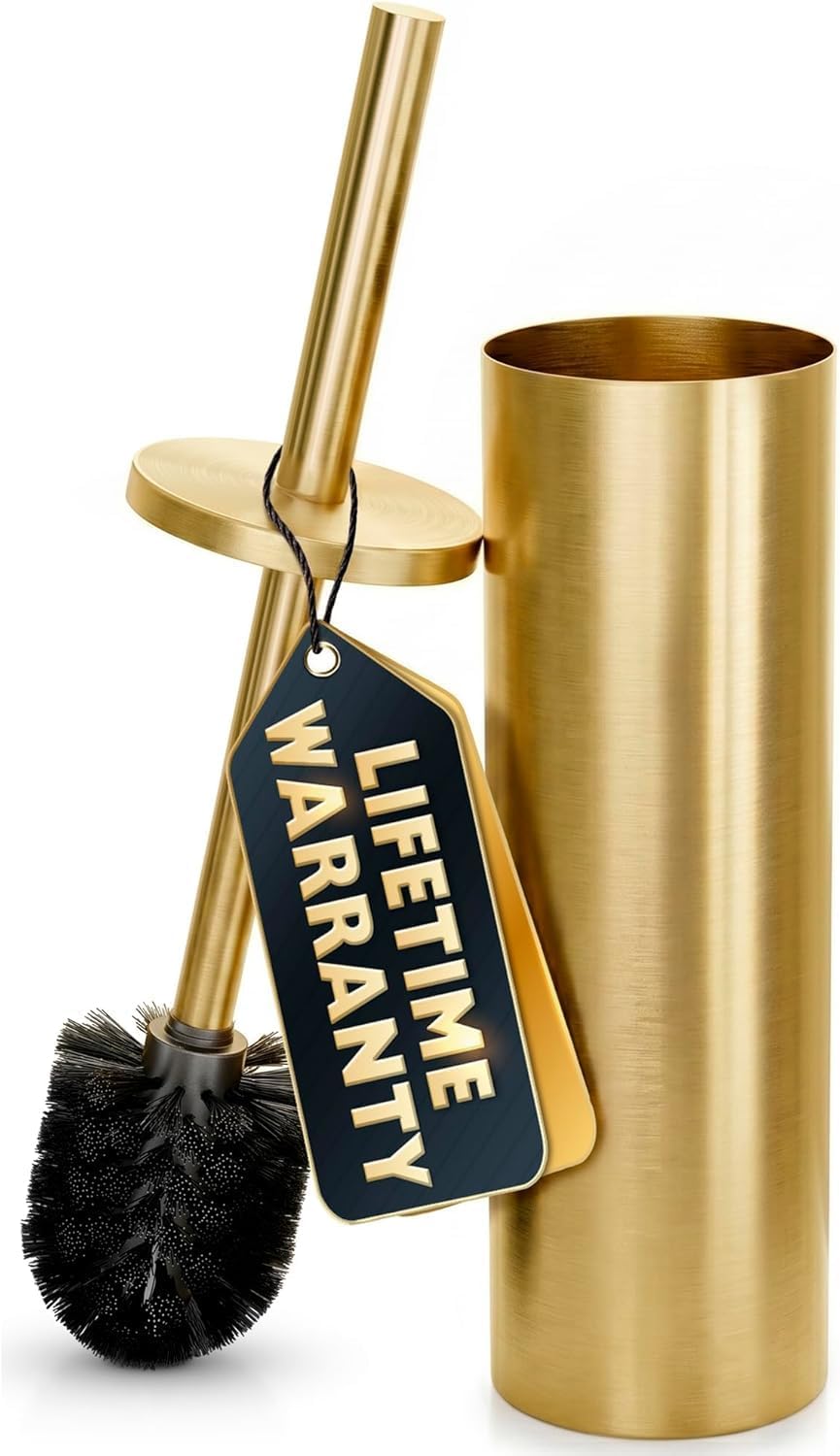 Black Toilet Brush and Holder Set - Slim Matte Design that Fits Anywhere - Stainless Steel Toilet Bowl Brush and Holder with 2 Rounded Corners, Replaceable Head, Removable Inner Bowl & Splash Guard