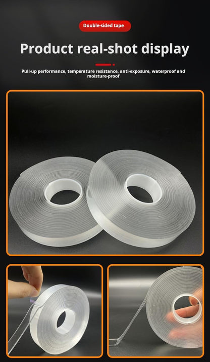 Nano Double Sided Tape, 2 Rolls Heavy Duty Clear Mounting Tape, Removable Washable Adhesive Tape, Strong Sticky Traceless Gel Tape for Home Office Wall Decor, Carpet, Kitchen & Car (20mm x 5m x 0.5mm)