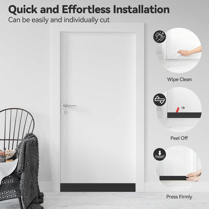 Door Draft Stopper, Ohuhu 39"L x 2"W Silicone Weather Stripping Under Door Seal for Exterior Interior Doors, 1" Widened Strong Adhesive, Soundproof Door Sweep Strip to Block Cold, Noise, Light Pests