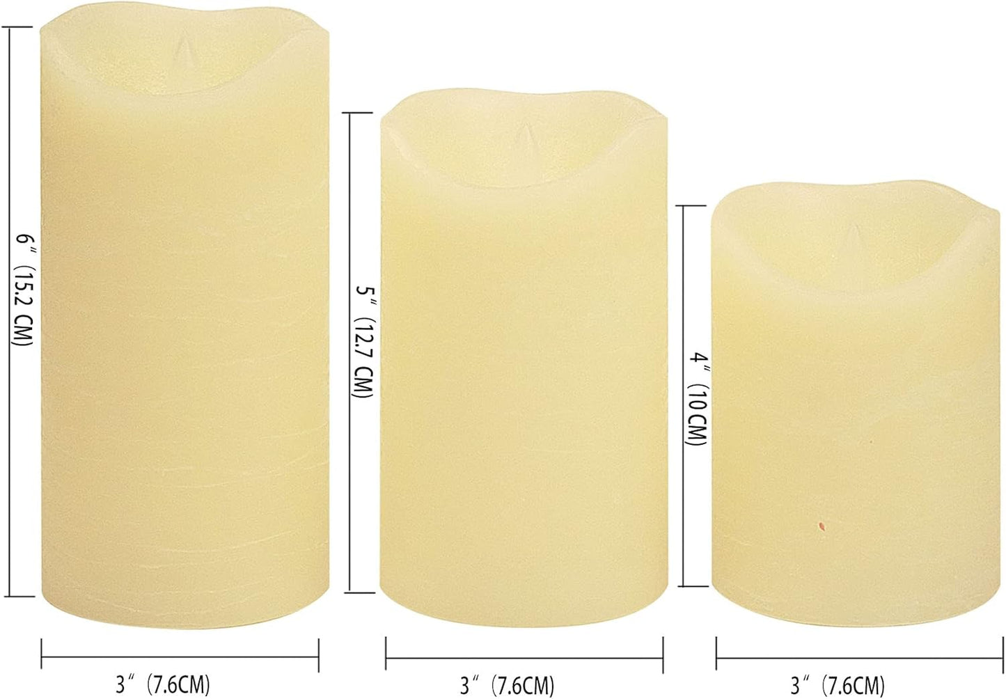 Battery Operated Flameless Candles with Remote Timer Real Wax Realistic Bright Flicker Flickering Electric Electronic LED Pillar Lights Home Wedding Party Decorations Set of 3 Rustic Texture Gray Grey