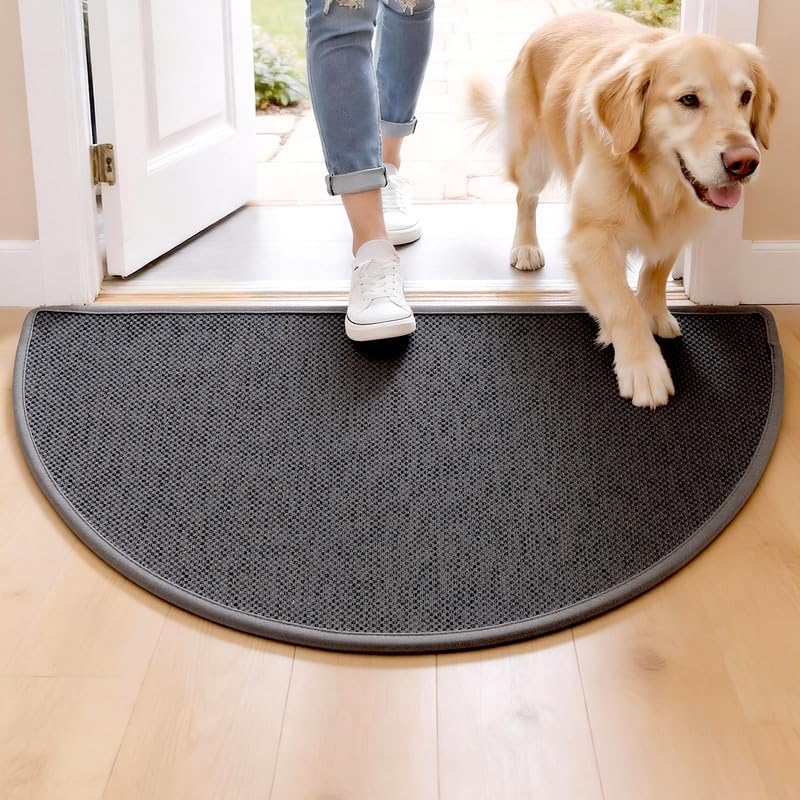Door Mat 30"x17", Non Slip Washable Door Mat Indoor Entrance, Low Profile Absorbent Entry Rug for Front Door, Entryway, Inside Entrance, Rubber Backing Dirt Trapper Indoor Mat, Khaki