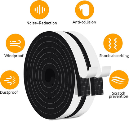 Upgraded Strong Adhesive Foam Weather Stripping Door Seal Insulation Tape for Insulating Door,Window, Air Conditioner Noise-Reduction Self Adhesive Sealing Weatherstrip (1 in x 1/2 in x 10 Ft) - Colors B