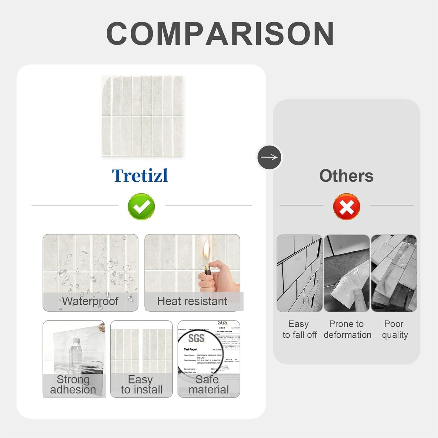 10 Sheets Thicker Design Peel and Stick Backsplash, Self Adhesive Wall Tiles, Stick on Backsplash for Kitchen and Bathroom, 11.8"x11.8",Beige