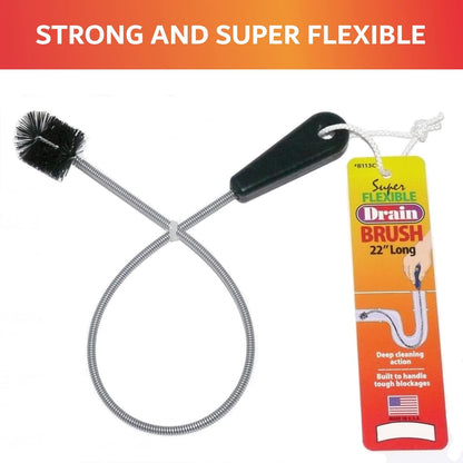48" Flexible Tube Brush – Long Pipe Snake for Sink - AC Condensate Line Cleaning - Flexible Pipe Cleaner Brush for Hair, Food & Clog Removal - Cleaner Tool – B313C by FryOilSaver Co.