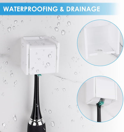 2 PCS Toothbrush Holder Wall Mounted with Cover for Bathroom, Self Adhesive Toothbrush Storage Organizer for Shower, Mini Toothbrush Hanger Rack for Dorm, Cabinet (Black)