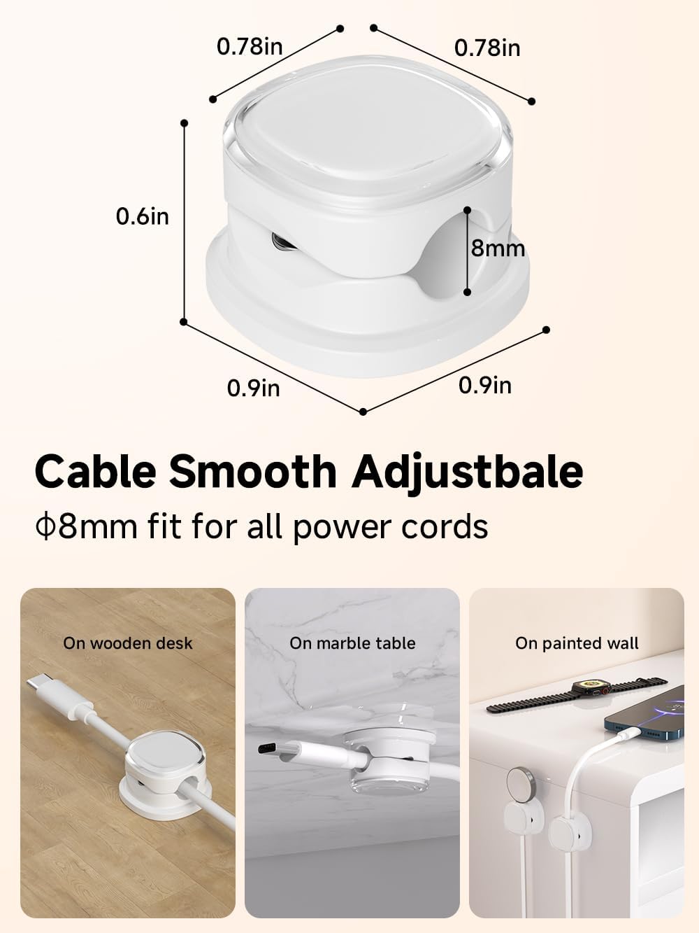 Magnetic Cable Clips, Adjustable Cord Holder Management, Adhesive Wire Keeper Organizer for Home Office Desk Phone PC Car Wall Desktop Nightstand Appliance (9-Pack Black Crystal)