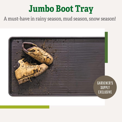 Gardener's Supply Company Entrance Boot Tray | Multi-Purpose All Weather Waterproof Indoor and Outdoor Shoe Mat Made with 100% Durable Recycled Plastic | 22" L x 15.5" W 2" Deep, Black - Size Small