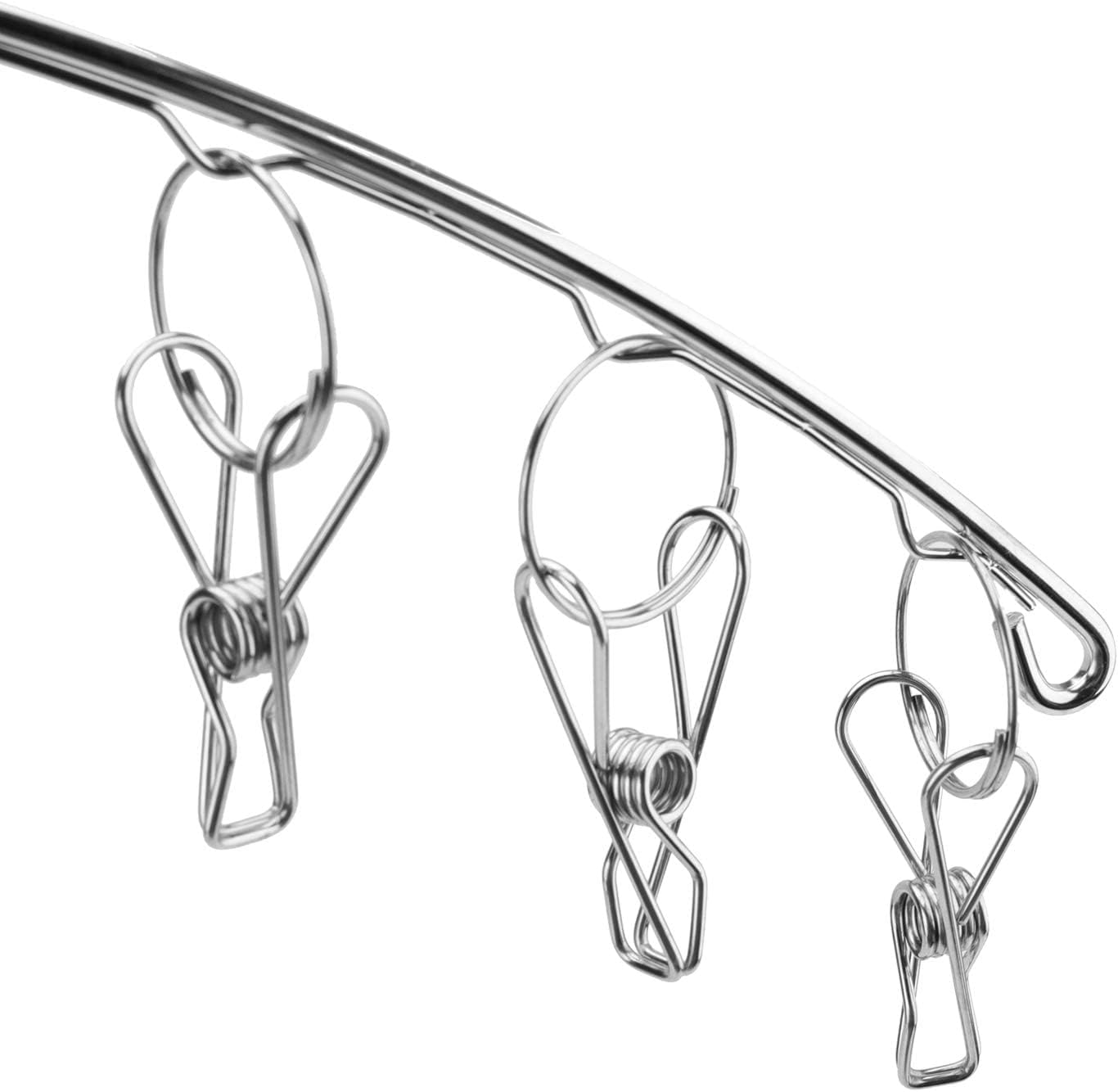 10 Pack Laundry Drying Rack Clothes Hanger with 10 Clips, Stainless Steel Clothes Drying Rack Sock Hangers Windproof Clip and Drip Hanger for Drying Socks, Bras, Towel, Underwear, Diapers