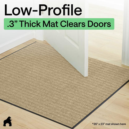 GORILLA GRIP Waterproof Traffic Guard Door Mat, Heavy Duty Entryway Mats, Strong Backing Commercial Utility Rugs for Office Hallway, Garage Floor and Home, Low Profile Carpet Runner, 29x17, Black