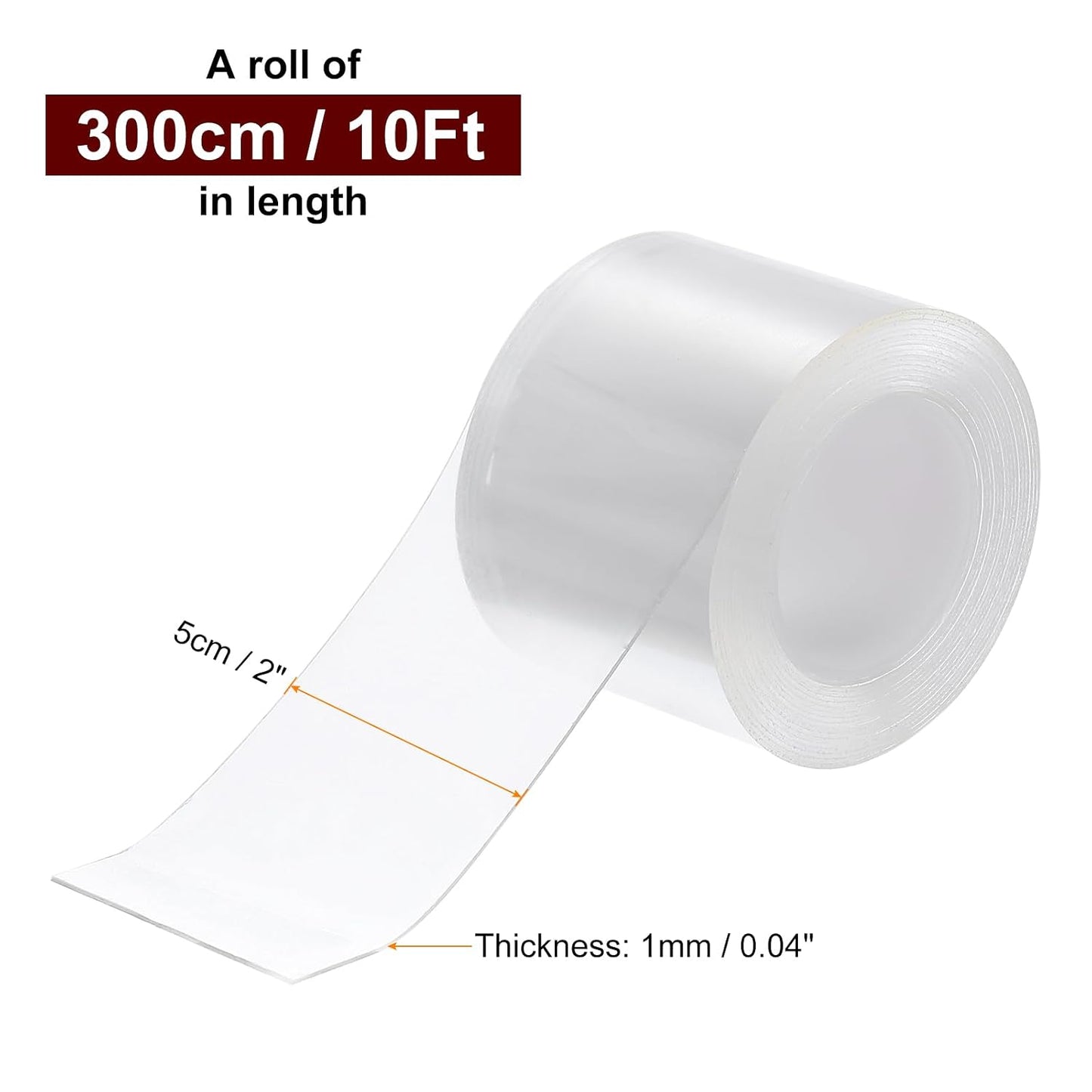 HARFINGTON Double Sided Nano Tape 10FT x 2" x 0.04" Multipurpose Removable Clear Mounting Tape Washable Waterproof Picture Hanging Adhesive Strips for Walls Carpets Posters Decor
