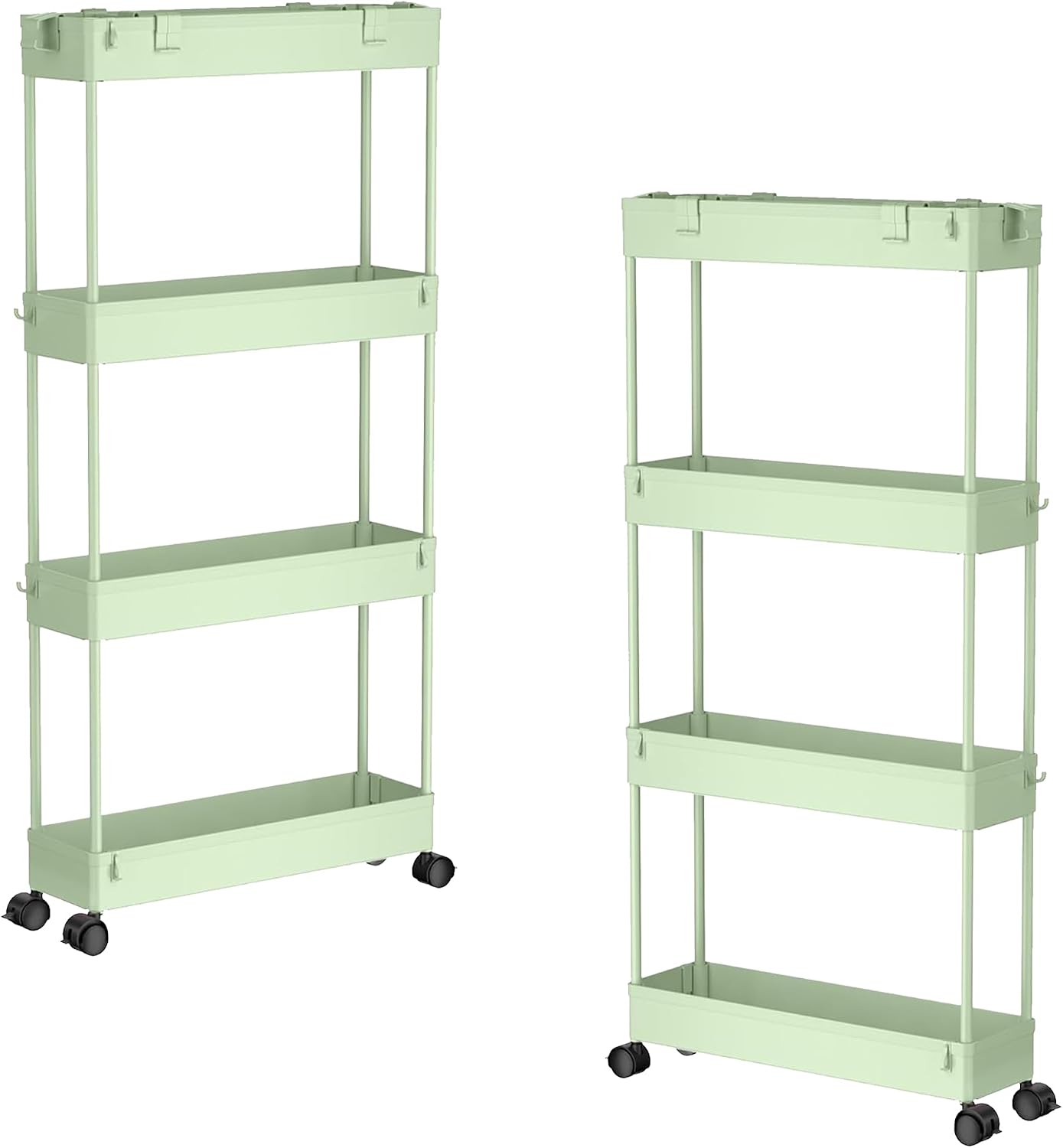 SPACELEAD Slim Storage Cart 4 Tier,Bathroom Organizer Rolling Utility, Mobile Shelving Unit Slide Out for Office, Kitchen, Laundry Room & Narrow Places,White