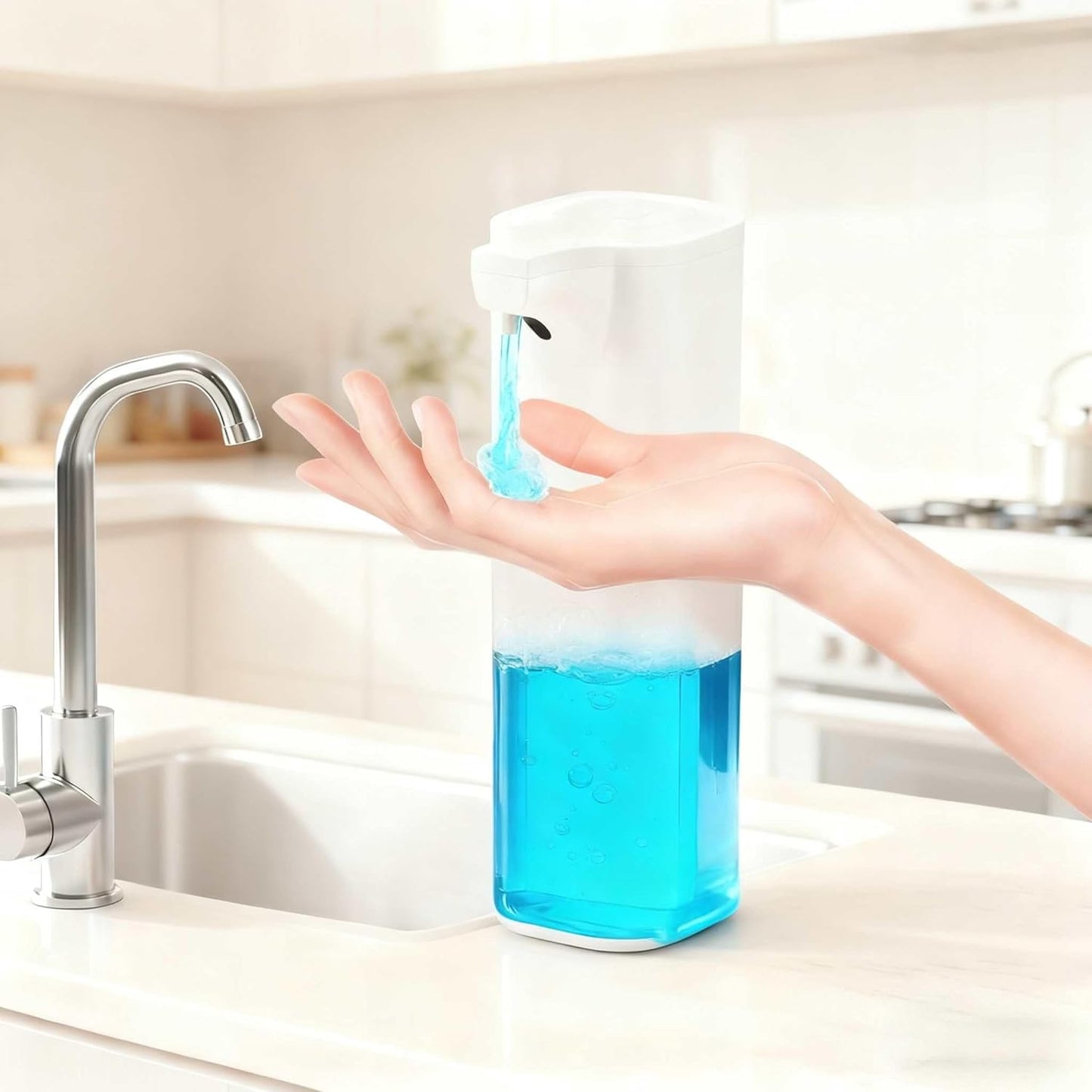 Automatic Foaming Soap Dispenser,Touchless Foam Soap Dispenser 4-Level Adjustable Electric, Auto Bathroom Kitchen Hand Soap Dispenser,12oz/350ml, Wall Mounted, Rechargeable