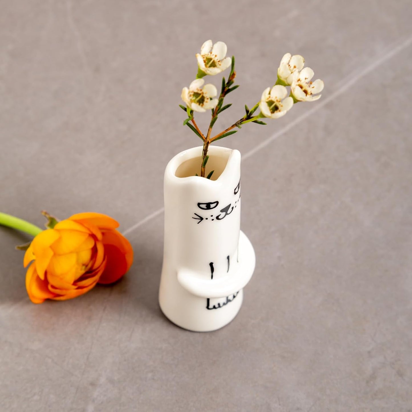 MOUGIGI Cute Blue House Ceramic Bud Vase Set of 3 - Handmade Miniature Vase with Star Roof for Dried Flowers, Chic Japandi Style Decor for Entryway, Dining,Coffee Table - Ideal Small Gift for Home