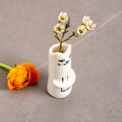 MOUGIGI Cute Blue House Ceramic Bud Vase Set of 3 - Handmade Miniature Vase with Star Roof for Dried Flowers, Chic Japandi Style Decor for Entryway, Dining,Coffee Table - Ideal Small Gift for Home