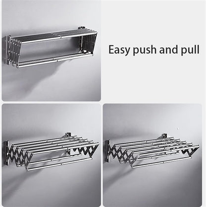Expandable Wall Mounted Folding Clothes Horse Dryer Rack Retractable Laundry Drying Rack Clothes Airers Washing Line Indoor Towel Hooks Elegant70Cm,40cm