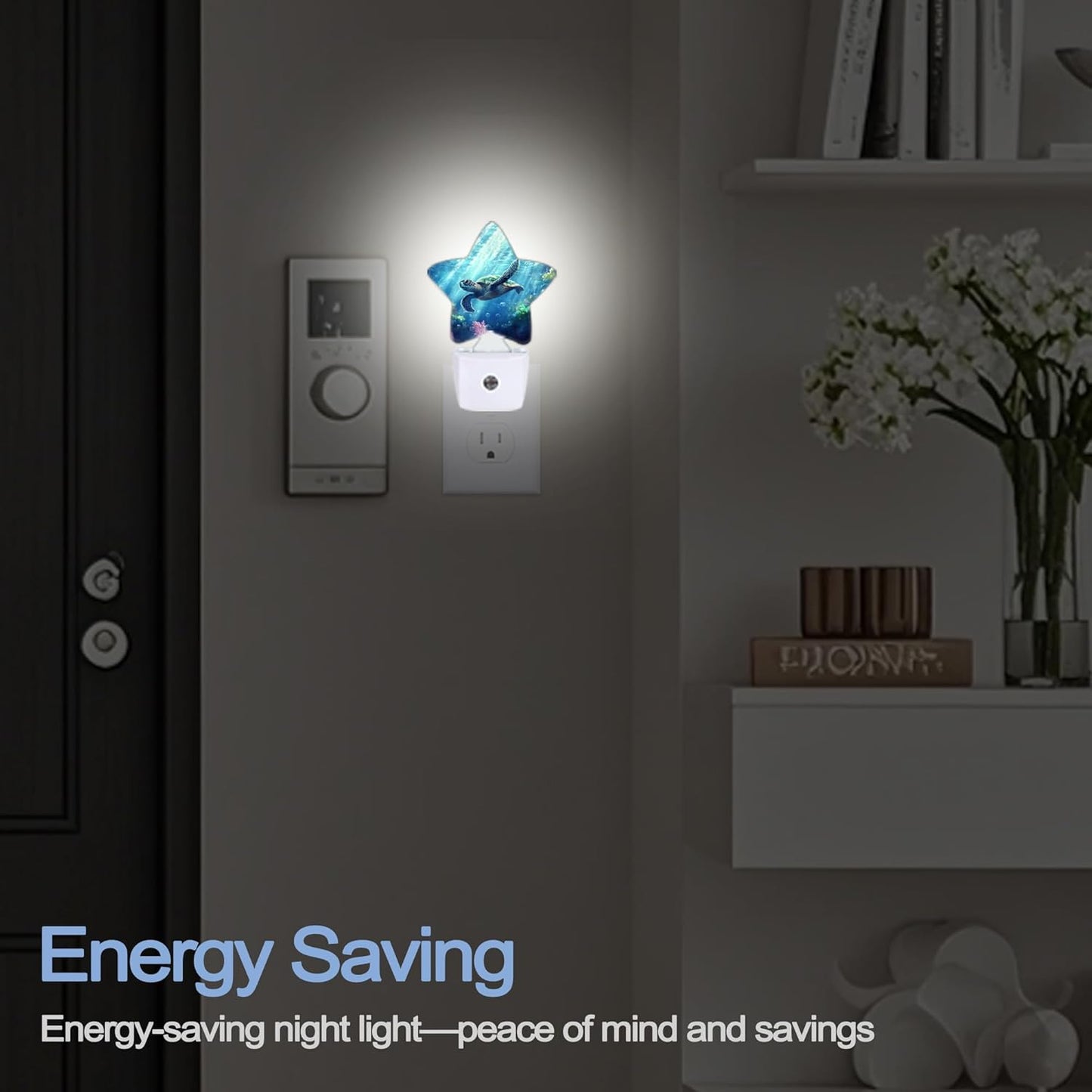 Lavender Butterfly Nightlight,Summer Flowers Star Night Lights Plug into Wall Decorations for Bedroom Bathroom,Dusk to Dawn Sensor Kitchen Hallway Stairs Energy Efficient Desk Lamp