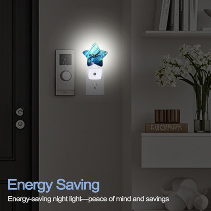 Lavender Butterfly Nightlight,Summer Flowers Star Night Lights Plug into Wall Decorations for Bedroom Bathroom,Dusk to Dawn Sensor Kitchen Hallway Stairs Energy Efficient Desk Lamp