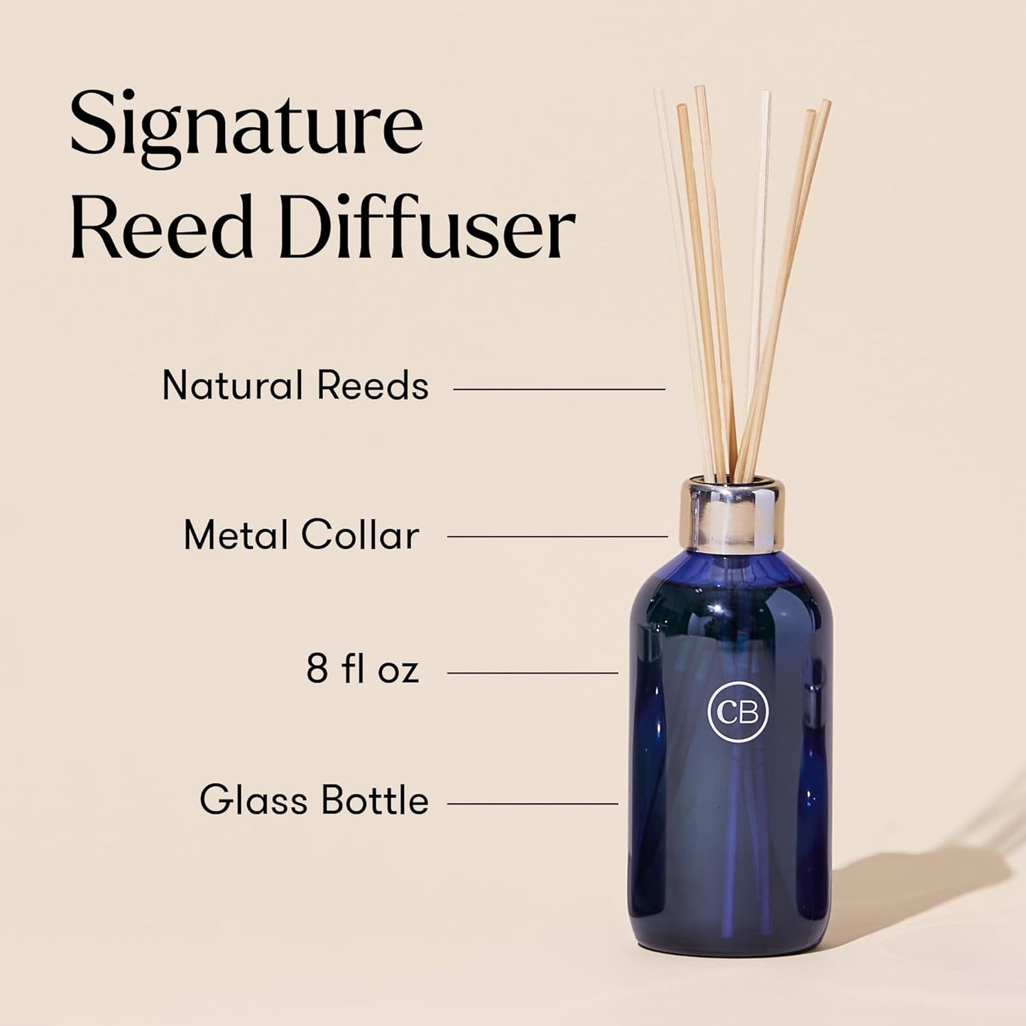 Capri Blue Volcano Reed Diffuser Set - Includes Reeds, Fragrance Oil, and Glass Bottle - Luxury Scented Reed Diffusers for Home Decor - Room Fresheners - White (8 fl oz)