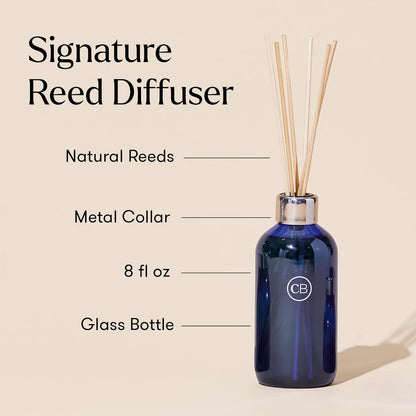 Capri Blue Volcano Reed Diffuser Set - Includes Reeds, Fragrance Oil, and Glass Bottle - Luxury Scented Reed Diffusers for Home Decor - Room Fresheners - White (8 fl oz)