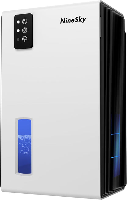 NineSky Dehumidifiers for Home, 1000 Sq.Ft Dehumidifier with 95oz Water Tank, Quiet Dehumidifier for Basement Bathroom Bedroom with 7-Color Ambient Light & Auto Shut Off, Sliver