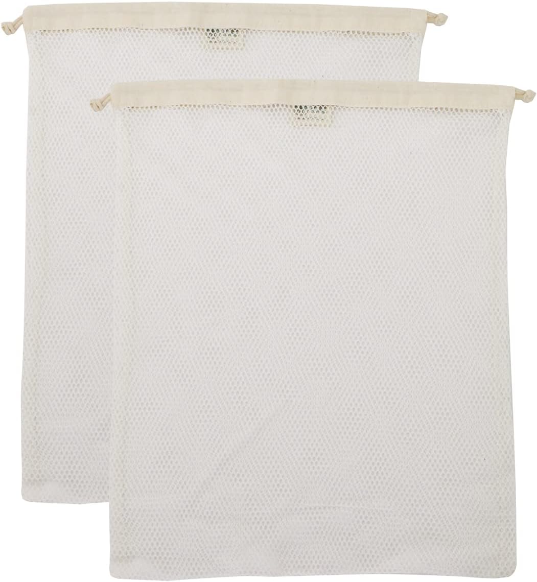 Simple Ecology Organic Cotton Mesh Laundry Bag; Machine Washing Bags for Delicates, Lingerie and Garments, Small 2 pack